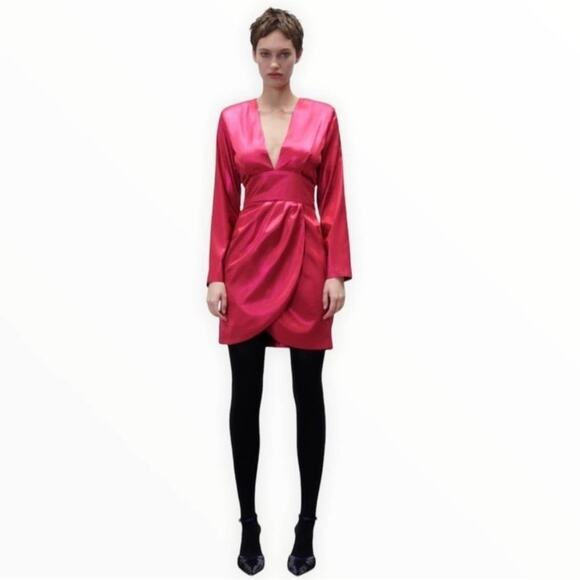 Zara Pink Fuchsia Dress Size Medium - Picture 9 of 15